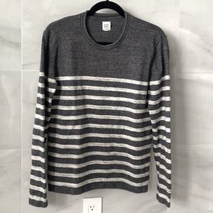 GAP Crewneck Grey with White Striped Sweater, Men's Small
